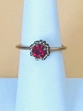 Adjustable Silver plate Ring with Red Gemstone
